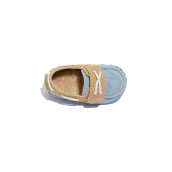 NEW UGG Baby I ZACH Blue Sheepskin Moccasin Boat Shoe Loafer Adjustable Strap - Picture 3 of 5